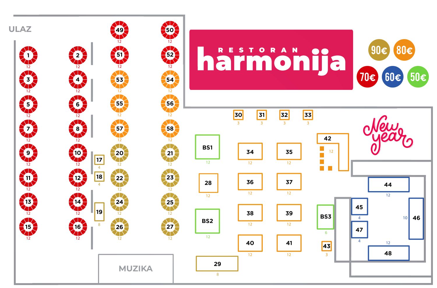 Restoran harmonija nova godina 2026 mapa
