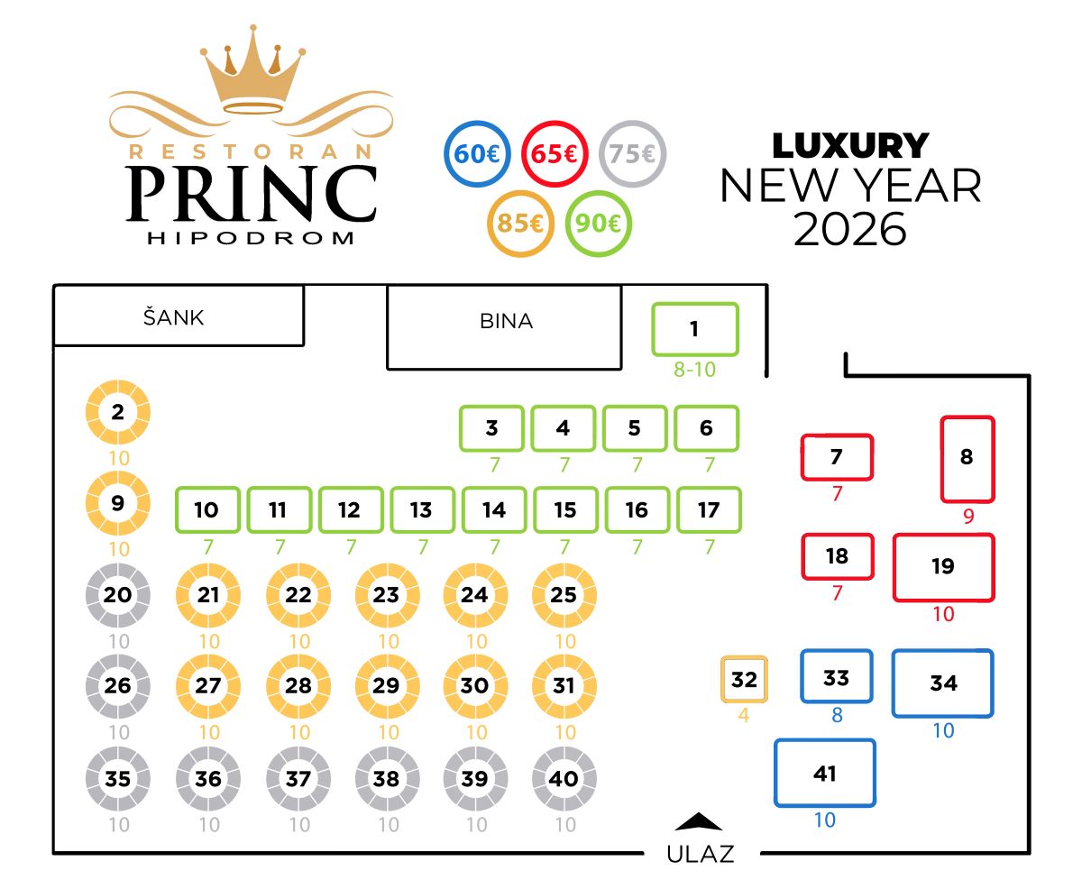 Restoran princ nova godina 2026 mapa